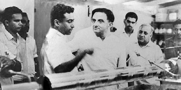 Dr Sarabhai and Dr Kalam. A photograph from the early stages of the Indian space programme.