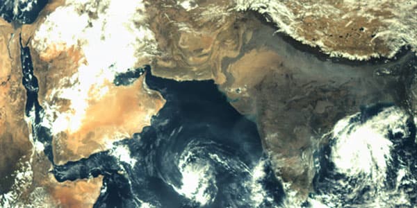 Indian sub-continent as seen by Mars Orbiter Mission spacecraft during its geocentric phase.
